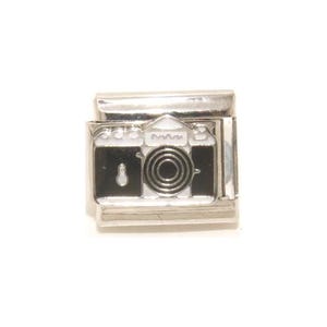 Breloque italienne de 9 mm pour appareil photo noir et blanc - convient aux bracelets de breloques italiennes classiques de 9 mm