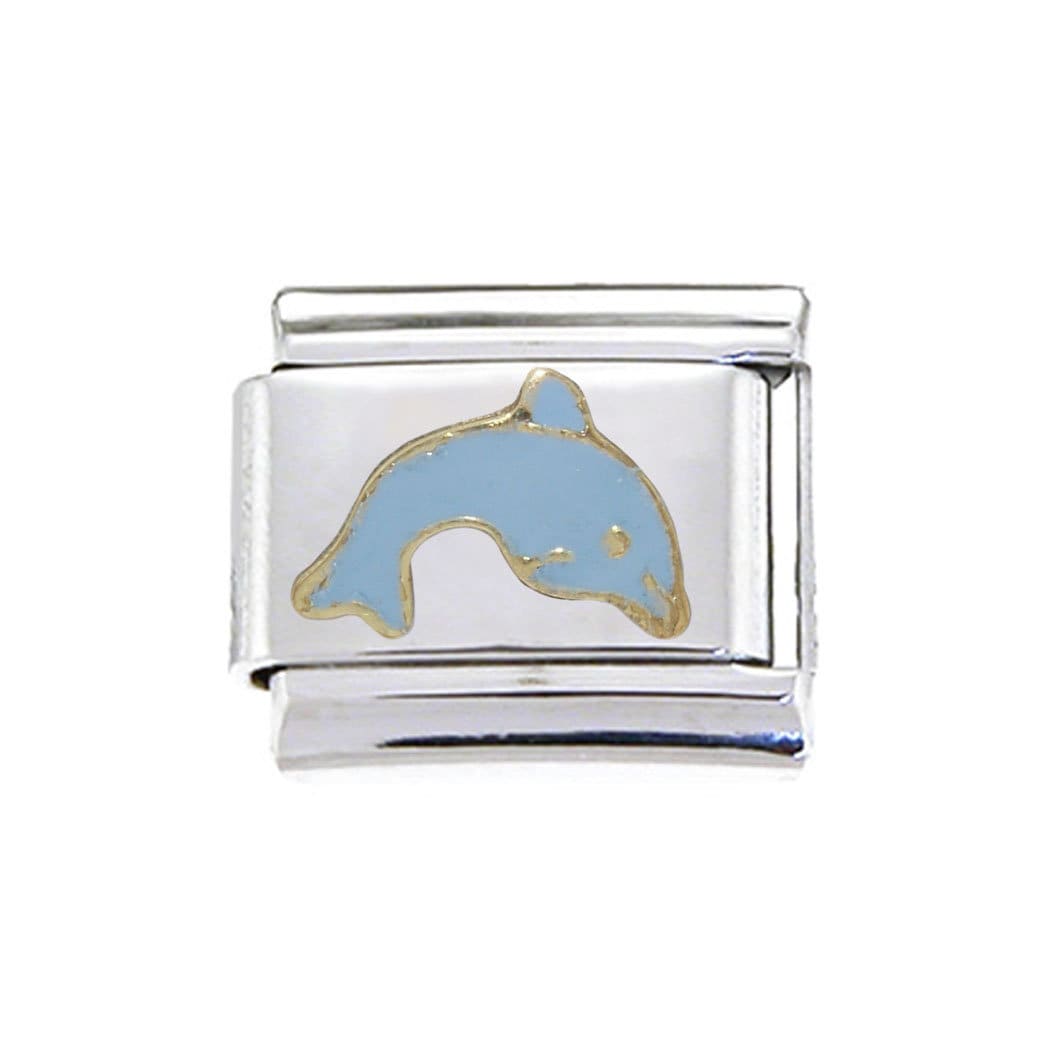 Light Blue Dolphin Enamel 9mm Italian Charm 9mm Italian Charm