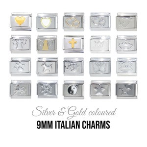 Italian Charm Bracelet, Italian Charms 18 Charms Size of One Bracelet. READ  DESCRIPTION for Specific Bracelet Designs 