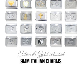 Silver & Gold coloured - 9mm classic Italian charms