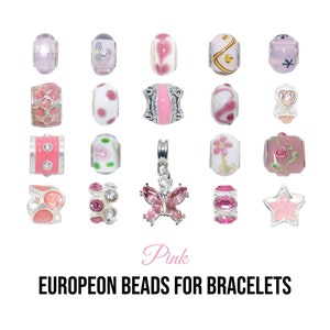 Pink coloured European Beads  - European Bead charm