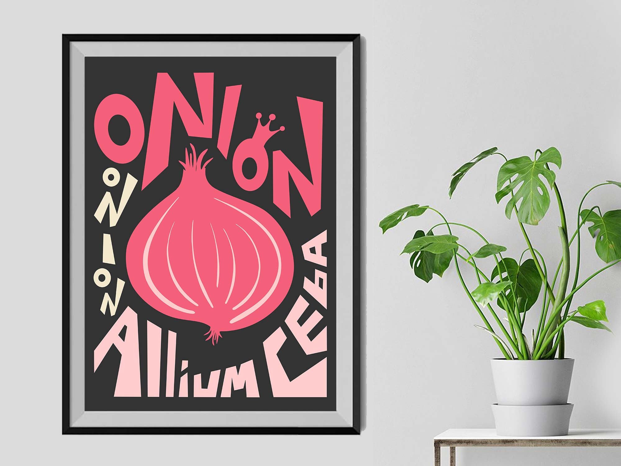 Onion Illustration Print, Food Sign, Mid Century Modern, Kitchen Decor ...