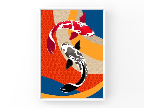 Koi Fish Print, Japanese Koi Print, Koi Carp, Fish Poster
