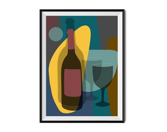 Wine Print, Kitchen Decor, Wine Lover Gift, Downloadable art