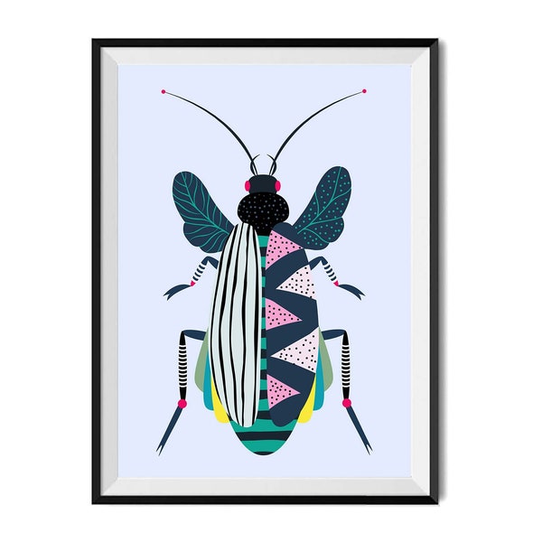 Beetle wall art, Bug print, Insect illustration, Love bug illustration, Wall decor, Creepy crawlies, Home art, Home print, Insect art