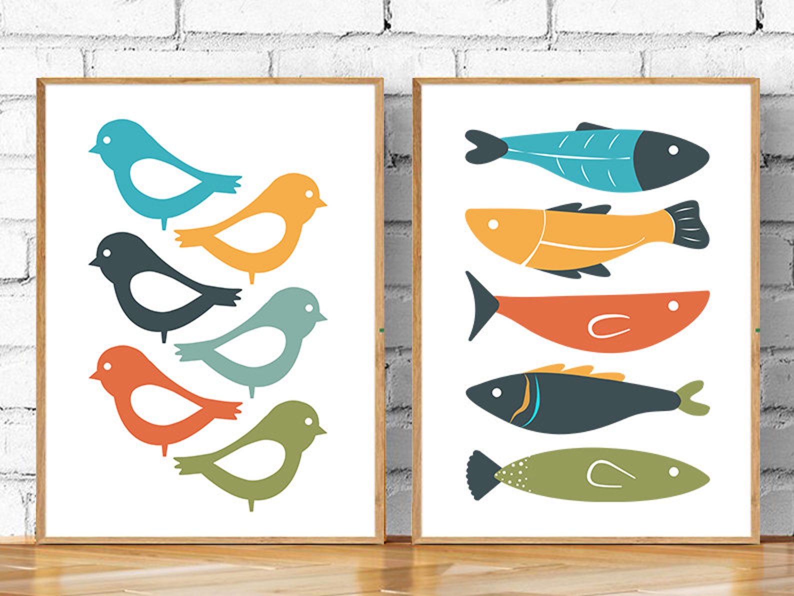 Fish Print, Playful Fish Pattern, Retro Colour Palette, Downloadble ...