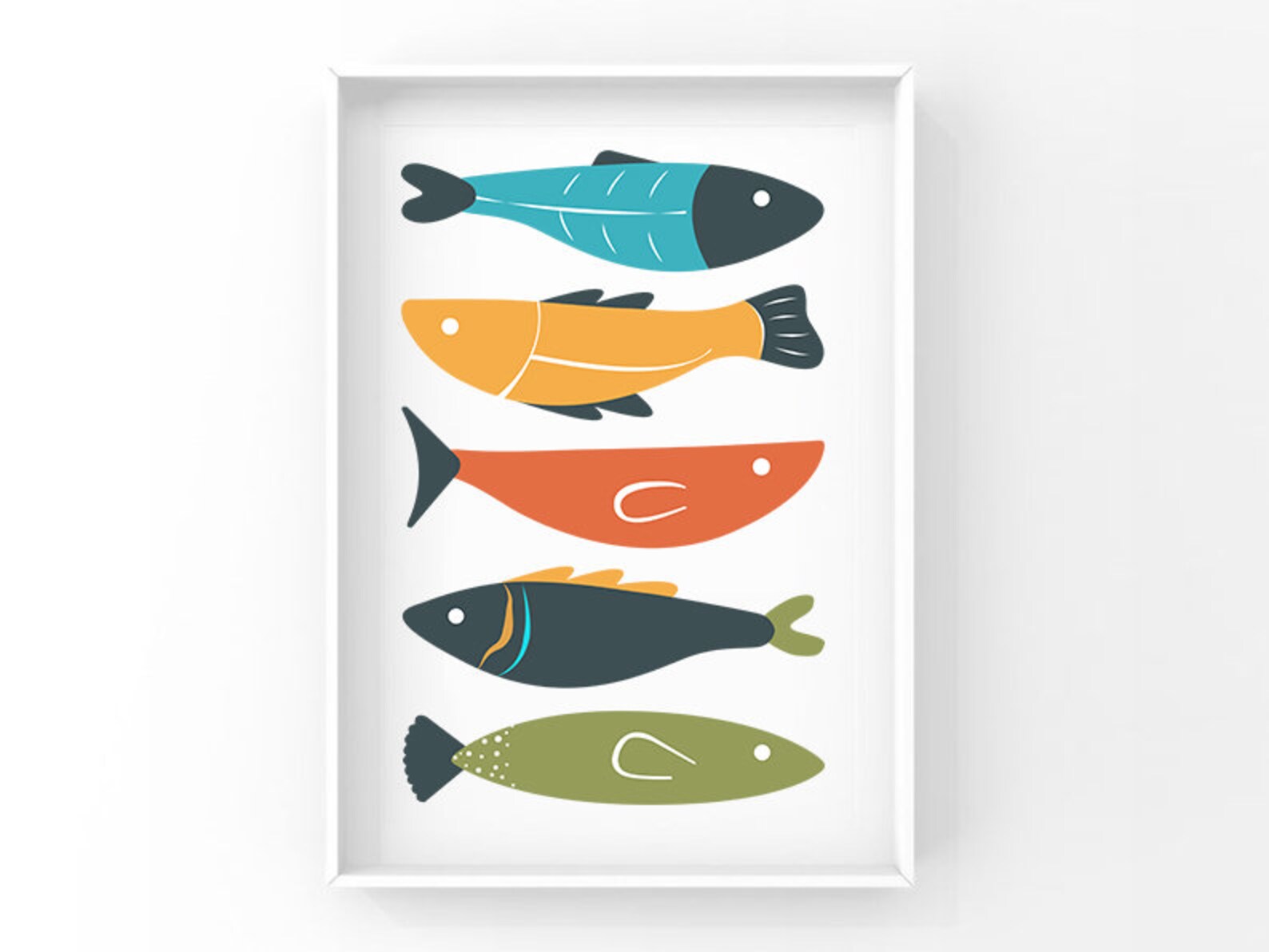 Fish Print Playful Fish Pattern Retro Colour Palette - Etsy