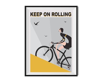 Cycling Print, Gift for cyclist, Bike illustration, Bike art, Bicycle Art Print -  Bike Wall Decor - Bicycle Decor, Downloadable art