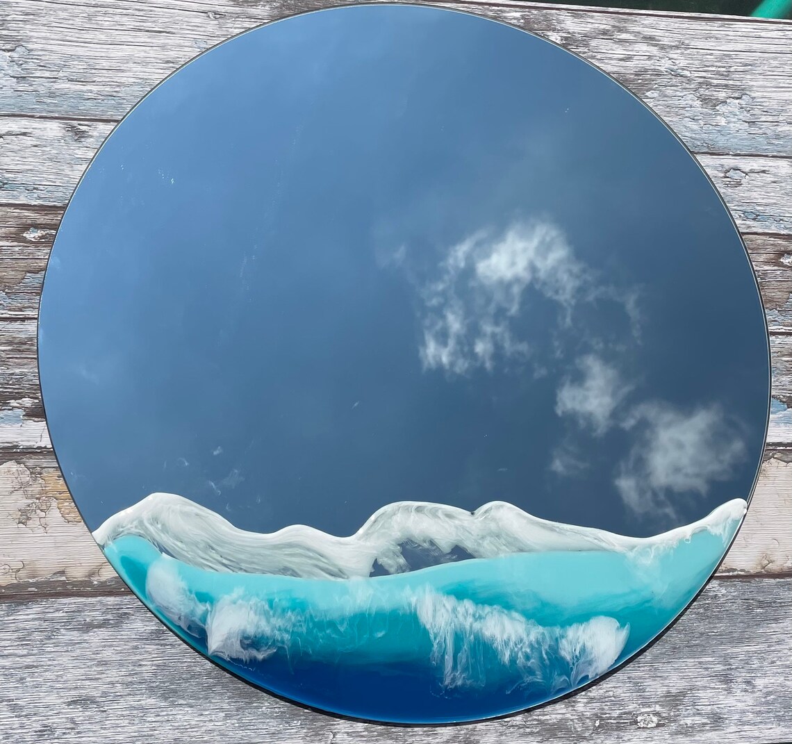 Ocean mirror art 50cm Round Etsy