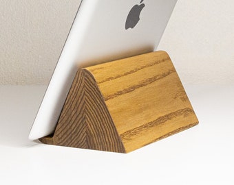 Großer iPad Ständer aus Holz, Starker Stabiler Tablet oder Smartphone Halter