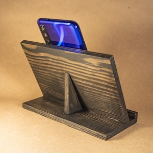 Dark Wooden iPad Stand, Tablet or Smartphone Holder, Bookstand