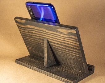 Dark Wooden iPad Stand, Tablet or Smartphone Holder, Bookstand