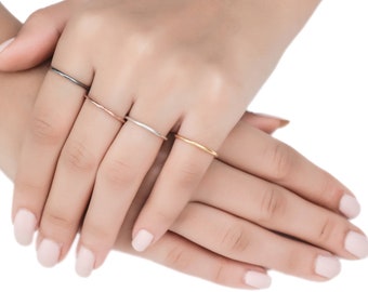 Superdunne 1 mm 18k geelgouden vermeilring, 18k roségoudvermeil, stapelring goudvermeil, dunne ring, sierlijke ring, minimalistische ring
