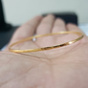 Gold Vermeil Thin Bangle, Hammered Bangle, Stacking Bangles, Minimal Jewelry, Thin Gold Bangle, Gold Bangle, Gold Vermeil Jewelry, Dainty