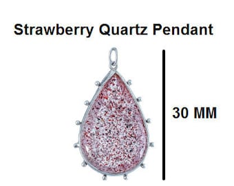 24.75 Cts fraise Quartz Pendant, 925 Silver Pendant 30 MM Quartz Necklace, Gift For Her, Gemstone Pendant, Quartz Necklace, Dailywear