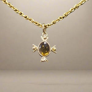 14k Gold Pendant With Natural Yellow Sapphire, Oval Sapphire, Pendant For Women, Dainty Pendant, Small Pendant Necklace, Gift for Her