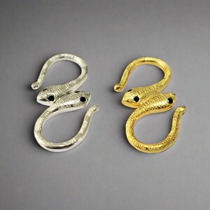 30mm Snake S Clasp with Black Spinel Eyes – Gold Vermeil & Sterling Silver