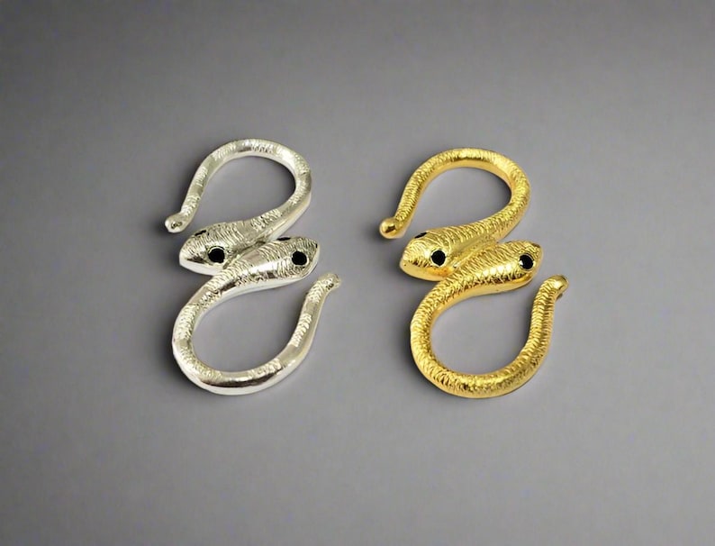 30mm Snake S Clasp with Black Spinel Eyes – Gold Vermeil & Sterling Silver