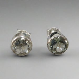 Green Amethyst 925 Silver Studs Earring, Silver Stud Earrings, Gemstone Studs, Green Amethyst Studs, Birthday Gift, Women Earring