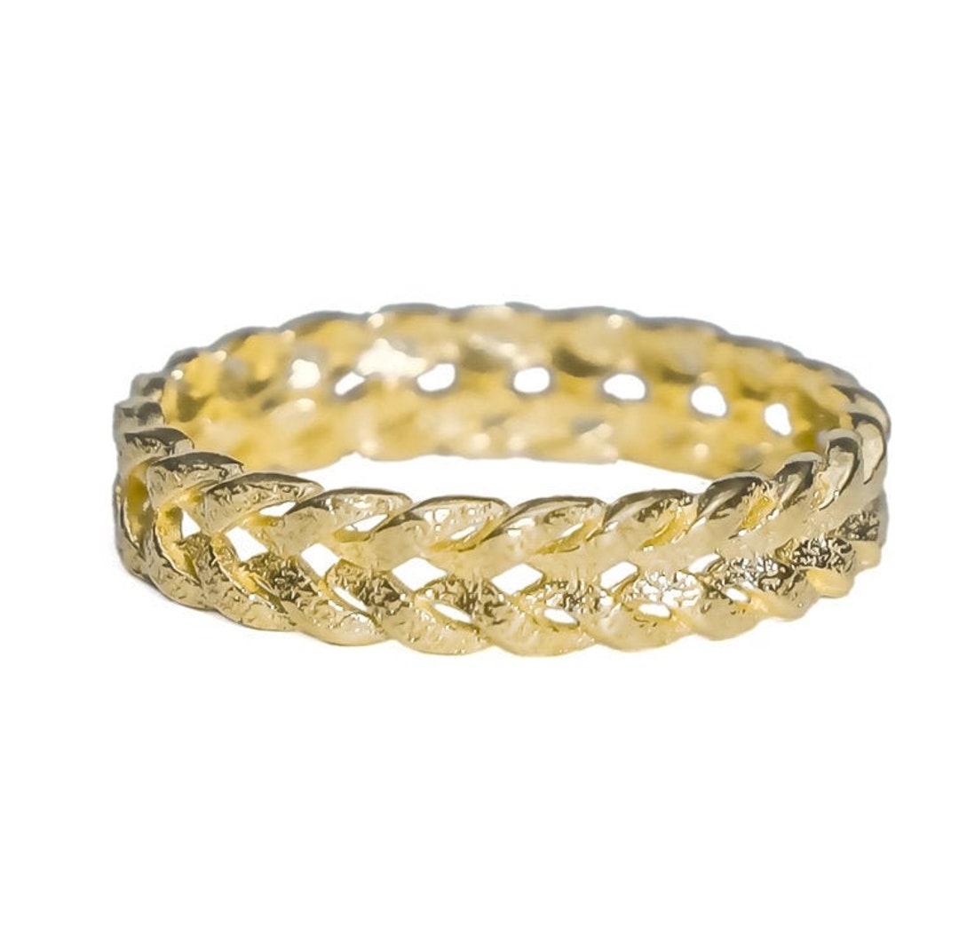 Solid 18k Gold Vermeil Sterling Silver Ring, Yellow Gold Vermeil