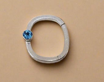 Handmade Swiss Blue Topaz Clasp: Sterling Silver Jewelry Connector