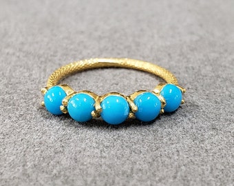 Arizona Turquoise Gold Vermeil Ring, Delicate Ring, Turquoise Jewelry, Cabochon Turquoise Ring, Turquoise Jewelry, Rings For Women