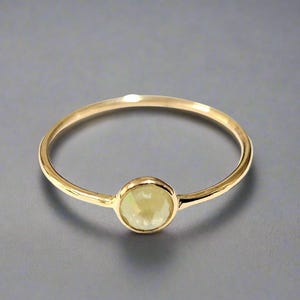 18k Gold Pale Yellow Round Diamond Ring, Yellow Diamond, Ring, Gold Jewelry, Handmade Gold Ring, Dainty Rings, Anniversary Gold Gift