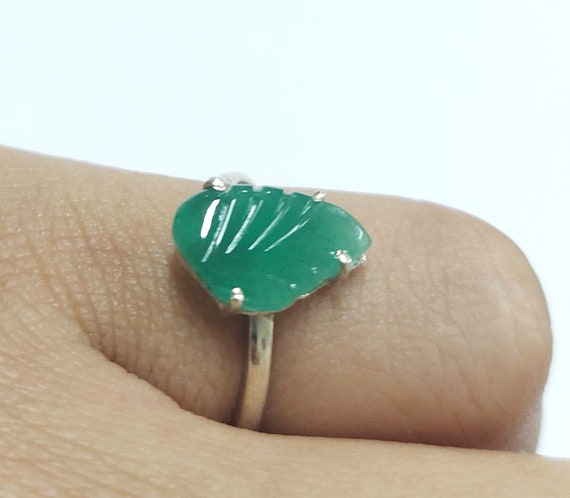 Carved Emerald Ring, Precious Stones, Genuine Carvings, Emerald