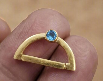 Gold Vermeil Swiss Blue Topaz Clasp: Sterling Silver Connector, Handmade Jewelry Finding