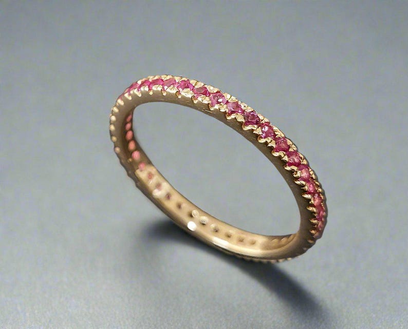 14k Gold Ruby Eternity Ring: Minimalist Stacking Band - Etsy