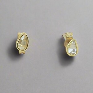 Delicate 9K Gold Earrings – Tiny Diamond Studs, Lightweight and Elegant Jewelry for Her