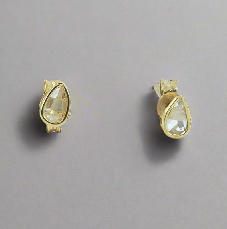 Delicate 9K Gold Earrings – Tiny Diamond Studs, Lightweight and Elegant Jewelry for Her