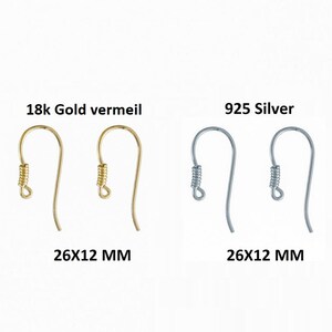 Set of 100 pairs 26X12 MM Ear Wire Hook, Gold Vermeil DIY, Jewelry Making, Silver French Hook Earring, Wholesale jewelry Findings