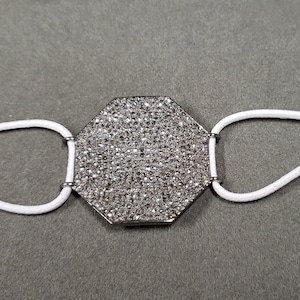 Octagon Rose Cut Diamond Bracelet: 925 Sterling Silver, Cotton Cord