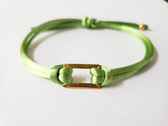 Vivid Green Gold Vermeil Bracelet I Adjustable Unisex Bracelets I