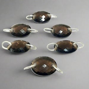 Sterling Silver Smoky Quartz Connector: DIY Jewelry Finding (25mm)