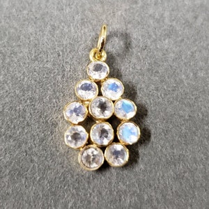 Dainty Rainbow Moonstone 14k Gold Pendant, DIY Pendant, Necklace Findings, Blue Flash, Handmade Supplies