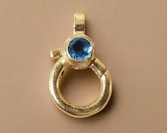 Swiss Blue Topaz Gold Vermeil Lobster Clasp: Handmade Sterling Silver Connector