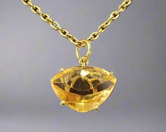 Handmade 18k Gold Citrine Pendant: Minimalist Gemstone Jewelry