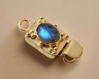 Gold Vermeil Labradorite Box Clasp: Sterling Silver Necklace Connector