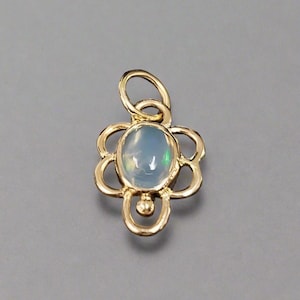 Designer Ethiopian Opal 18k Gold Pendant, Birthday Pendant, Gold Granules, Cabochon Gold Jewelry, Minimalist Pendant, Gift for Her
