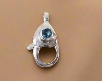 Handgjort lås i sterlingsilver i schweizisk blå topas – smyckeskopplingslås