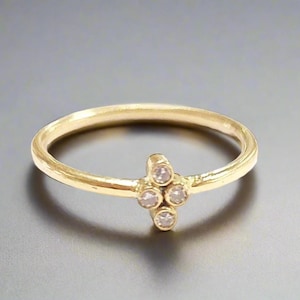 18k Gold Stackable Diamond Eternity Rings, Delicate Rings, Dainty Ring, Thin Gold Shank, Cute Dailywear Diamond Ring, Gift For Her
