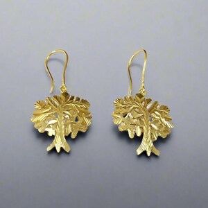 Gold Vermeil Baum Des Lebens Ohrringe: Sterling Silber Natur Schmuck