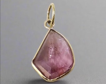14k Gold Pink Tourmaline Pendant: Handmade Gemstone Jewelry
