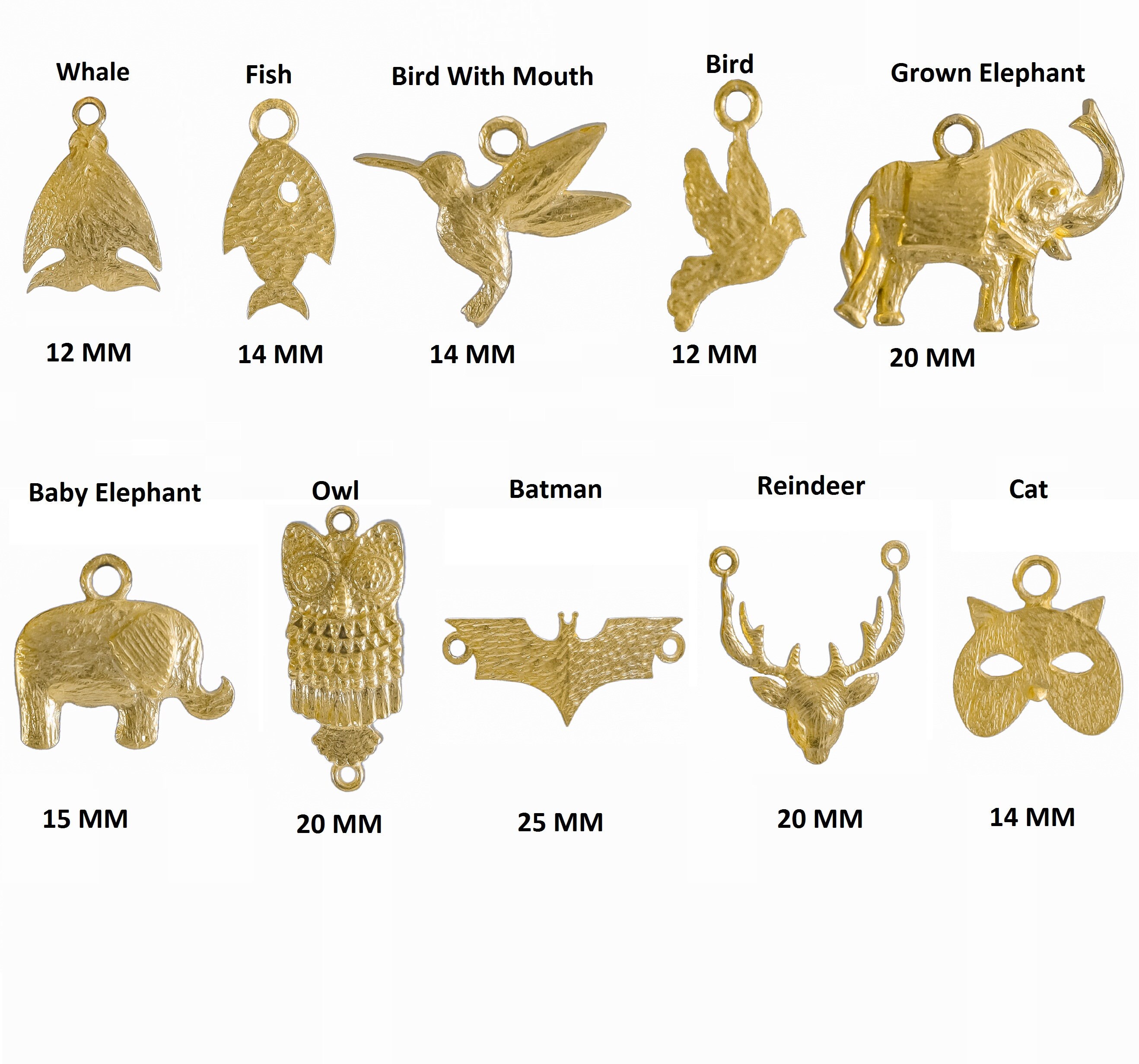 10 Pcs Animals Gold Filled Hammered Charms in Sterling Etsy