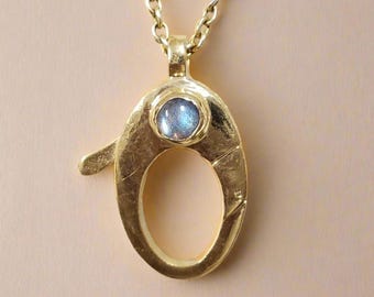 Gold Vermeil Lobster Clasp: Blue Labradorite Gemstone Connector