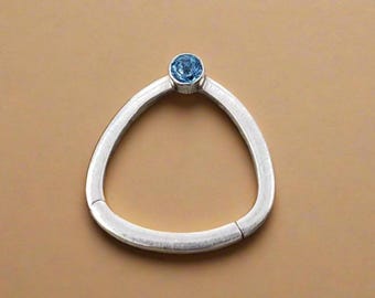 Sterling Silver Clasp with Swiss Blue Topaz: Handmade Jewelry Connector
