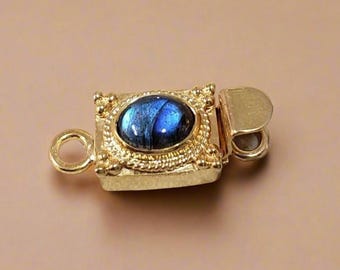 Gold Vermeil Labradorite Box Clasp: Sterling Silver Necklace Connector