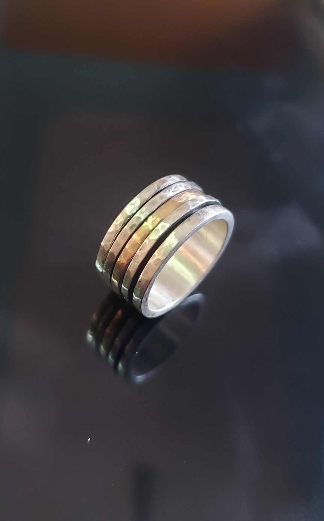 Buy 9k Gold & Sterling Silver Spinner Rings I Stacking Rings I Spinner ...